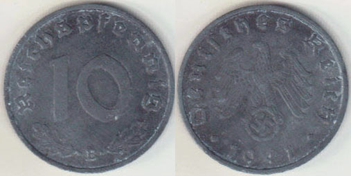 1941 B Germany 10 Pfennig A000315.